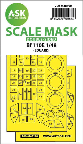 1/48 Art Scale Messerschmitt Bf 110E Double-Sided Express Fit Mask for Eduard 48190