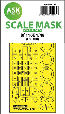 1/48 Art Scale Messerschmitt Bf 110E One-Sided Express Fit Mask for Eduard 48189