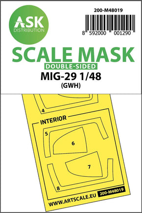 1/48 Art Scale MiG-29 Double-Sided Painting Mask for Great Wall Hobby 48019