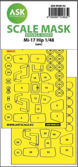 1/48 Art Scale Mil Mi-17Hip Double-Sided Express Mask for AMK 48132