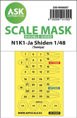 1/48 Art Scale N1K1-Ja Shiden Double-Sided Mask Self-Adhesive Pre-Cutted for Tamiya 48087