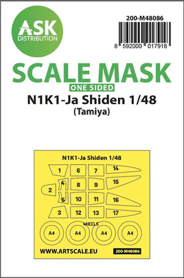 1/48 Art Scale N1K1-Ja Shiden One-Sided Mask Self-Adhesive Pre-Cutted for Tamiya 48086