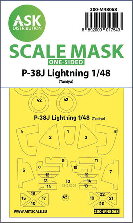 1/48 Art Scale P-38J Lightning One-Sided Mask for Tamiya 48068