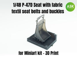 1/48 Art Scale P-47D Seat with Fabric Textil Seat Belts and Buckles 48009