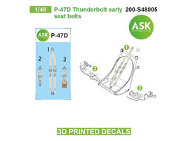 1/48 Art Scale P-47D Thunderbolt Early Seat Belts - 3D 3Ded Decals by ASK 48005