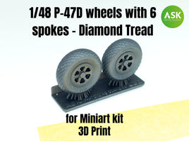 1/48 Art Scale P-47D Wheels with 6 Spokes 48008