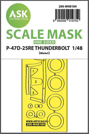 1/48 Art Scale P-47D-25RE Thunderbolt One-Sided Express Fit Mask for MINIART 48184