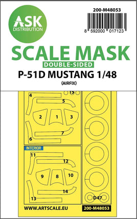 1/48 Art Scale P-51D Mustang Double-Sided Mask for Airfix 48053