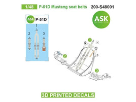 1/48 Art Scale P-51D Mustang Seat Belts - 3D 3Ded Decals by ASK 48001