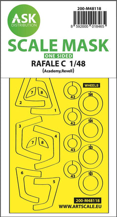 1/48 Art Scale Rafale C One-Sided Express Mask, Self-Adhesive and Pre-Cutted for Academy 48118