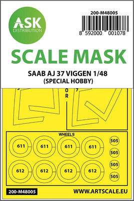 1/48 Art Scale SAAB AJ 37 Viggen Double-Sided Painting Mask for Special Hobby 48005