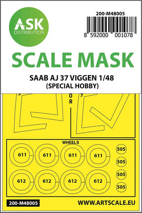 1/48 Art Scale SAAB AJ 37 Viggen Double-Sided Painting Mask for Special Hobby 48005