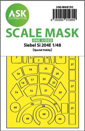 1/48 Art Scale Siebel Si 204E One-Sided Realy Fit and Self Adhesive Express Mask for Special Hobby 48192