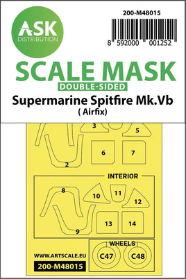 1/48 Art Scale Spitfire Mk.Vb Double-Sided Painting Mask for Airfix 48015