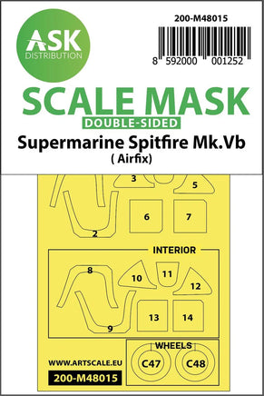 1/48 Art Scale Spitfire Mk.Vb Double-Sided Painting Mask for Airfix 48015
