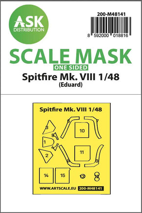1/48 Art Scale Spitfire Mk.VIII One-Sided Express Fit Mask for Eduard 48141