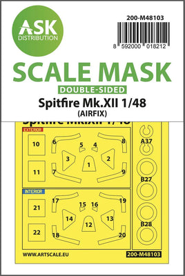 1/48 Art Scale Spitfire Mk.XII Double-Sided Mask Self-Adhesive, Pre-Cutted for Airfix 48103