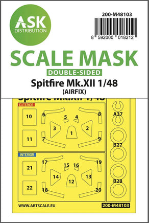 1/48 Art Scale Spitfire Mk.XII Double-Sided Mask Self-Adhesive, Pre-Cutted for Airfix 48103
