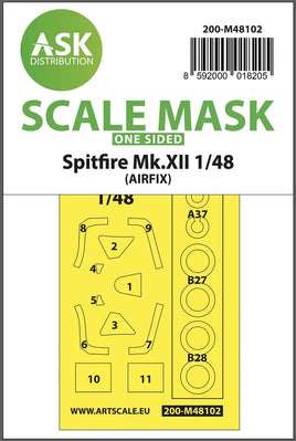 1/48 Art Scale Spitfire Mk.XII One-Sided Mask Self-Adhesive, Pre-Cutted for Airfix 48102