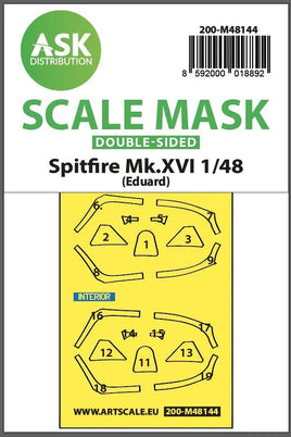 1/48 Art Scale Spitfire Mk.XVI Double-Sided Express Fit Mask for Eduard 48144