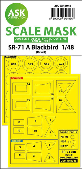 1/48 Art Scale SR-71 A Blackbird Double-Sided Incl Red Lines Mask for Revell 48048