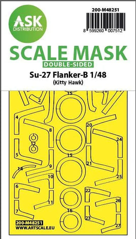 1/48 Art Scale Su-27 Flanker-B Double-Sided Express Fit Mask for Kitty Hawk 48251