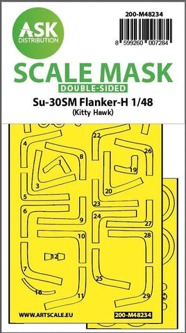 1/48 Art Scale Su-30SM Flanker-H Double-Sided Express Fit Mask for Kitty Hawk 48234
