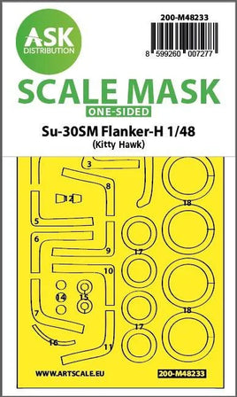 1/48 Art Scale Su-30SM Flanker-H One-Sided Express Fit Mask for Kitty Hawk 48233