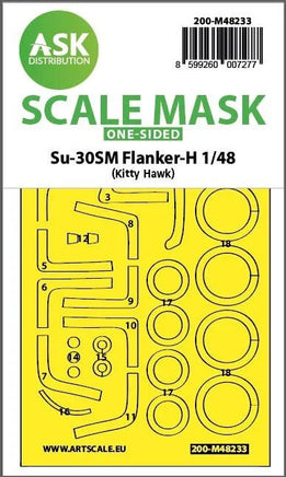 1/48 Art Scale Su-30SM Flanker-H One-Sided Express Fit Mask for Kitty Hawk 48233