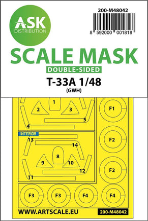 1/48 Art Scale T-33A Double-Sided Painting Mask for Great Wall Hobby 48042