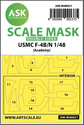 1/48 Art Scale USMC F-4B/N Double-Sided Painting Mask for Academy 48021