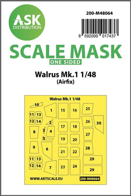 1/48 Art Scale Walrus Mk.1 One-Sided Mask for Airfix 48064