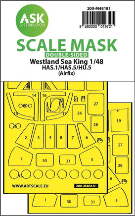1/48 Art Scale Westland Sea King HAS.1/HAS.5/HU.5 Double-Sided Express Fit Mask for Airfix 48181