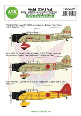 1/48 Art Scale Aichi D3A1 Val Part 2 - Pearl Harbor Raid, 7. December 1941 48070
