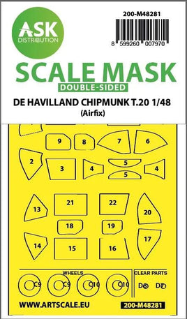 1/48 Art Scale De Havilland Chipmunk T.20 Double-Sided Express Fit Mask for Airfix 48281