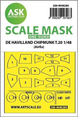 1/48 Art Scale De Havilland Chipmunk T.20 One-Sided Express Fit Mask for Airfix 48280