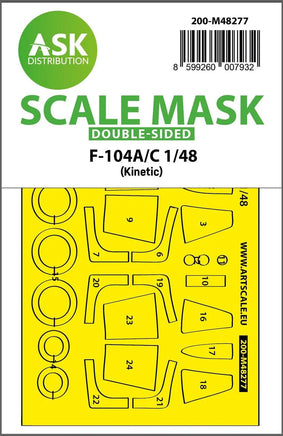 1/48 Art Scale F-104A/C Double-Sided Express Fit Mask for Kinetic 48277
