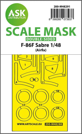 1/48 Art Scale F-86F Sabre Double-Sided Express Fit Mask for Airfix 48291