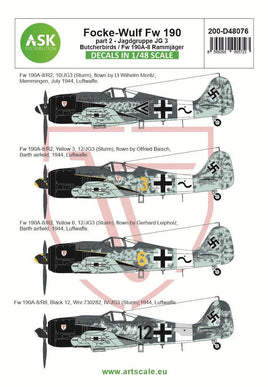 1/48 Artscale Focke-Wulf Fw 190A-8/R2 Part 2 - JG 3 Butcherbirds / Fw 190A-8 Rammjager 48076