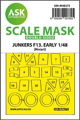 1/48 Art Scale Junkers F-13 Double-Sided Express Fit Mask for Miniart 48275