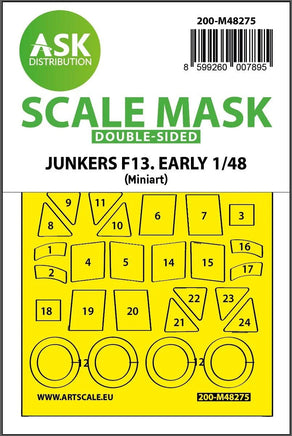 1/48 Art Scale Junkers F-13 Double-Sided Express Fit Mask for Miniart 48275
