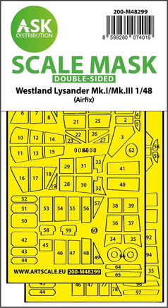 1/48 Art Scale Lysander Mk.I / Mk.III Double-Sided Express Fit Mask for Airfix 48299