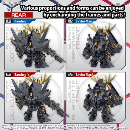 Bandai SD Gundam Cross Silhouette Unicorn Gundam 02 Banshee (Destroy Mode) & Banshee Norn Parts Set 2588122