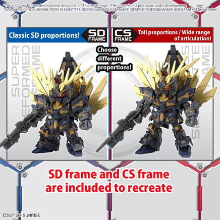 Bandai SD Gundam Cross Silhouette Unicorn Gundam 02 Banshee (Destroy Mode) & Banshee Norn Parts Set 2588122