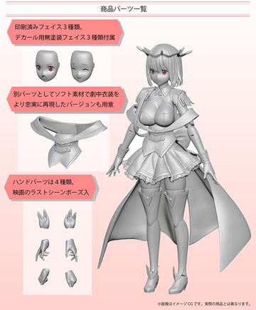 Gray model kit of a character with various parts displayed on a pink background