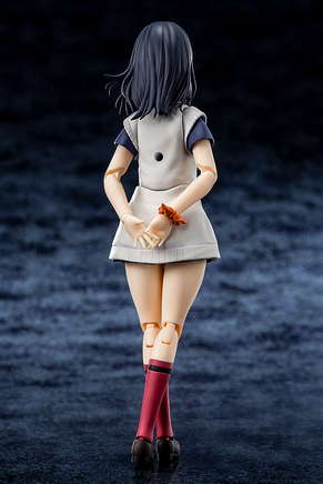 Figure of a character in a school uniform with a dark background