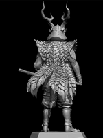 Detailed figurine of a warrior in ornate armor on a black background