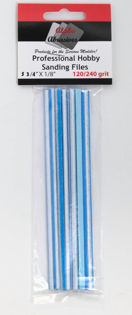 Alpha Abrasives 5 3/4" x 1/8" Professional Hobby Medium Sanding Files - #0306