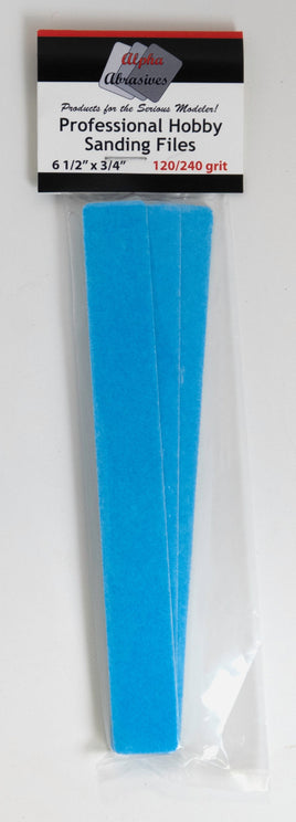 Medium Sanding Files (Blue) 240 & 120 Grit  #0312 3/4" width contains 3 Sanding Files