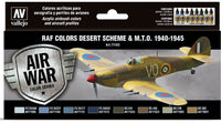 Vallejo 17ml Set of 8 (1940-1945) RAF colors Desert Scheme & M.T.O.  - 71163